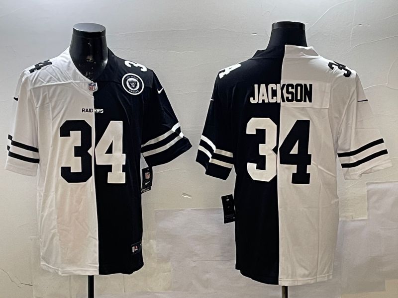 Men Oakland Raiders #34 Jackson White Black Fashion 2025 Nike Limited NFL Jersey style 2->texas rangers->MLB Jersey